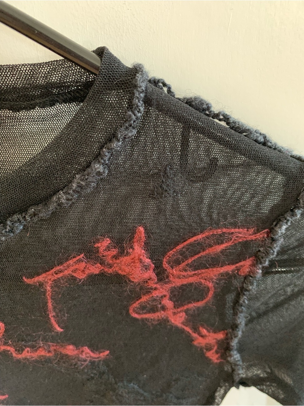 Jean Paul Gaultier Maille Archival Vintage Embroidered Mesh Top Cursive Script S - Picture 5 of 10